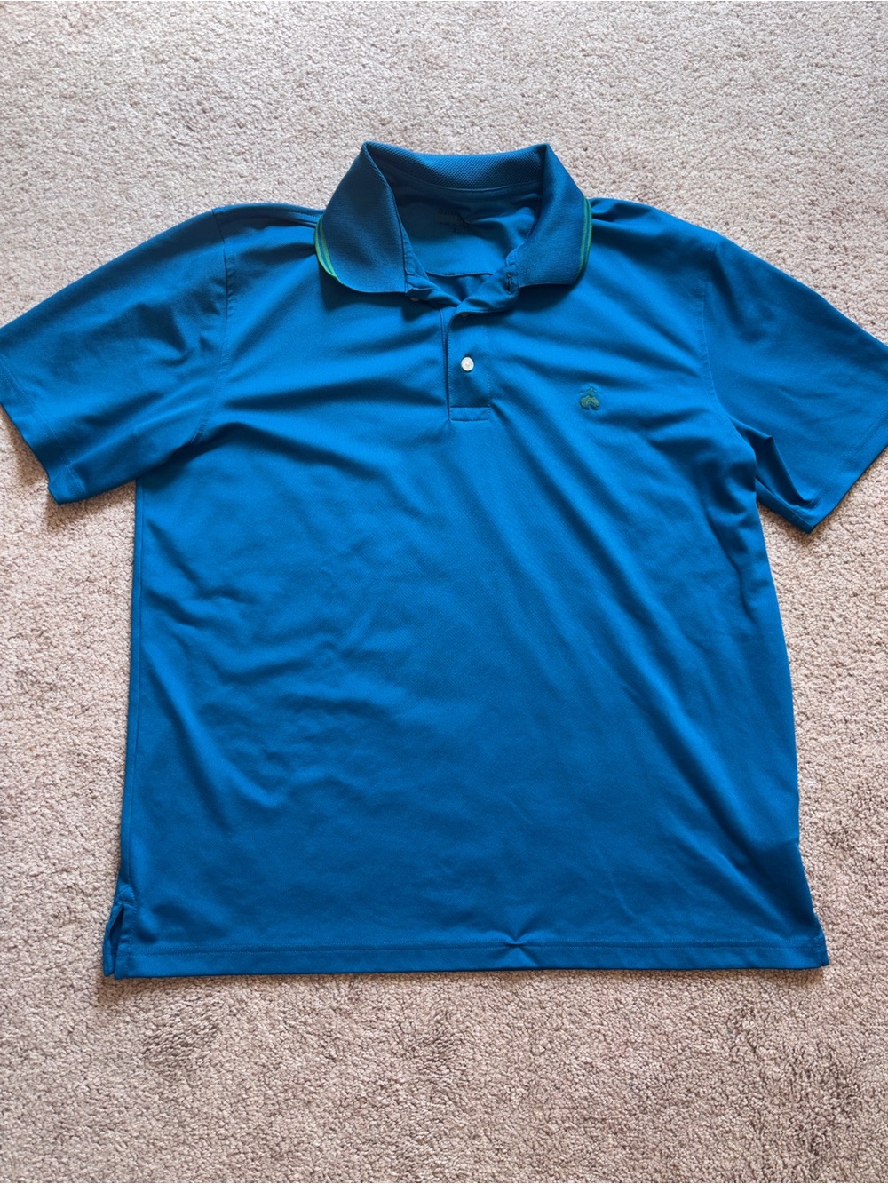 Brooks Brothers Teal Blue Short-Sleeve Polo with Green Contrast Trim L